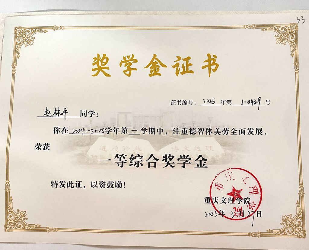 综合奖学金一等奖